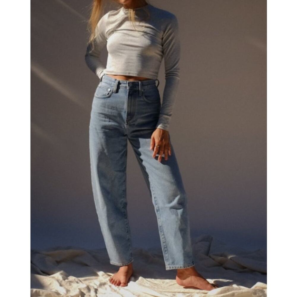AGOLDE Balloon Jeans 26 Blue Denim Organic Cotton High Rise Ankle 27" - Picture 3 of 15